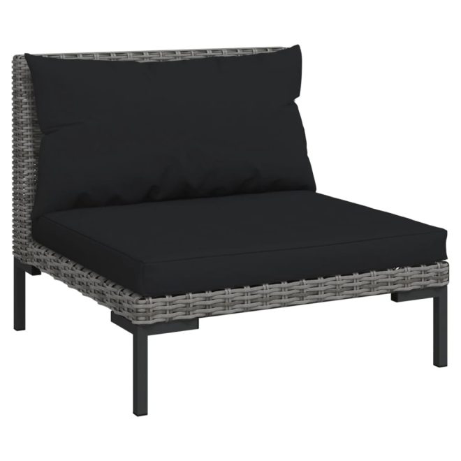 Garden Lounge Set with Cushions Poly Rattan Dark Grey – 4X Corner + 4X Middle