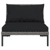 Garden Lounge Set with Cushions Poly Rattan Dark Grey – 4X Corner + 4X Middle