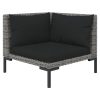 Garden Lounge Set with Cushions Poly Rattan Dark Grey – 4X Corner + 4X Middle