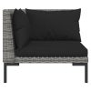 Garden Lounge Set with Cushions Poly Rattan Dark Grey – 4X Corner + 4X Middle