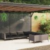 Garden Lounge Set with Cushions Poly Rattan Dark Grey – 4X Corner + 4X Middle