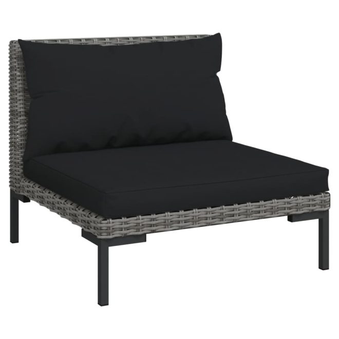 Garden Lounge Set with Cushions Poly Rattan Dark Grey – 2X Corner + 7X Middle