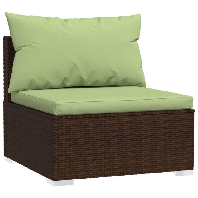 Garden Lounge Set with Cushions Brown Poly Rattan – 2X Corner + 7X Middle