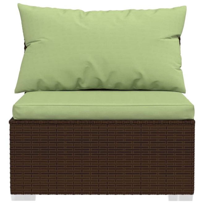 Garden Lounge Set with Cushions Brown Poly Rattan – 2X Corner + 7X Middle