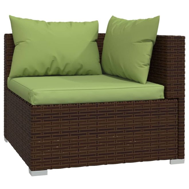 Garden Lounge Set with Cushions Brown Poly Rattan – 2X Corner + 7X Middle