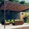 Garden Lounge Set with Cushions Brown Poly Rattan – 2X Corner + 7X Middle