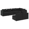 Garden Lounge Set with Cushions Black Poly Rattan – 3X Corner + 4X Middle