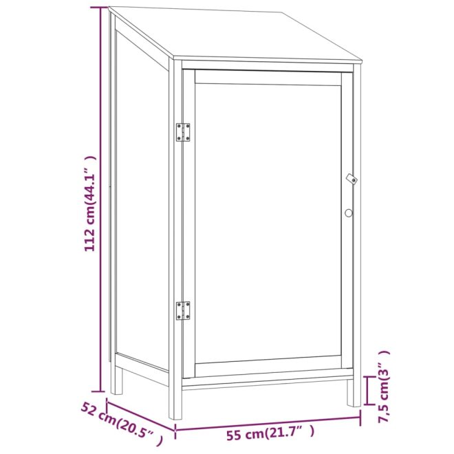 Garden Shed Solid Wood Fir – 55x52x112 cm, Natural