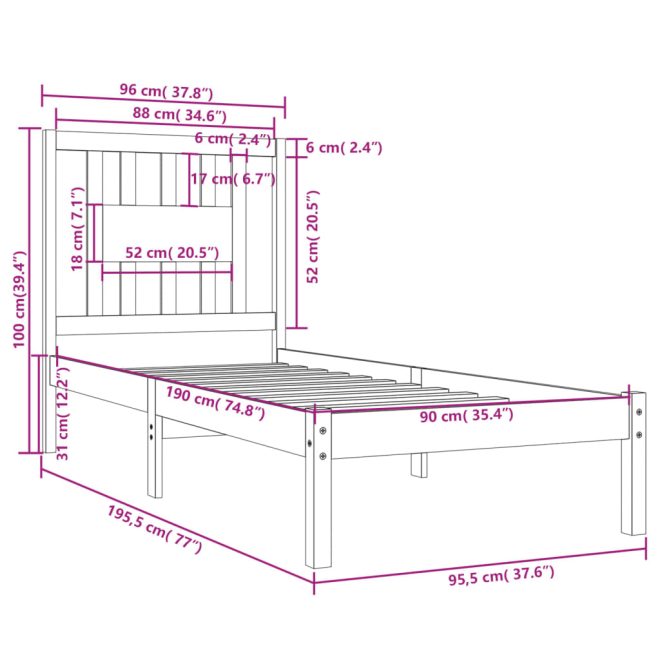 Ponde Bed Frame Solid Wood – SINGLE, Brown