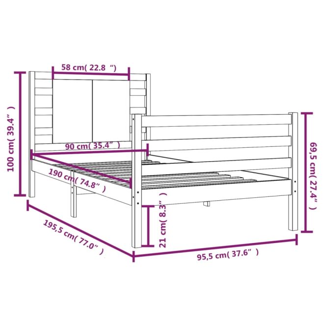 Allison Bed Frame Solid Wood Pine – SINGLE, Brown