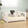 Dog Bed 65.5×50.5×28 cm Solid Wood Pine – White