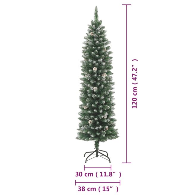 Artificial Slim Christmas Tree with Stand PVC – 120×38 cm