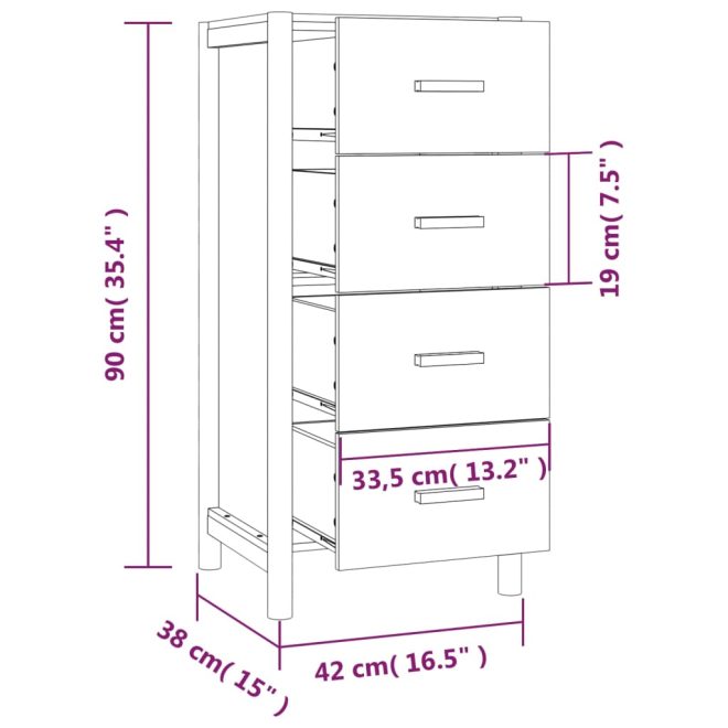 Highboard 42x38x90 cm Engineered Wood – White