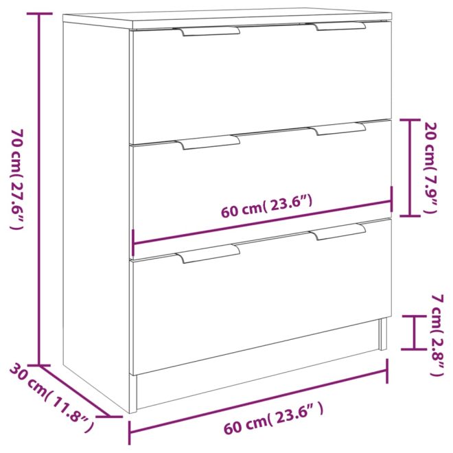 3 Piece Sideboards Engineered Wood – White