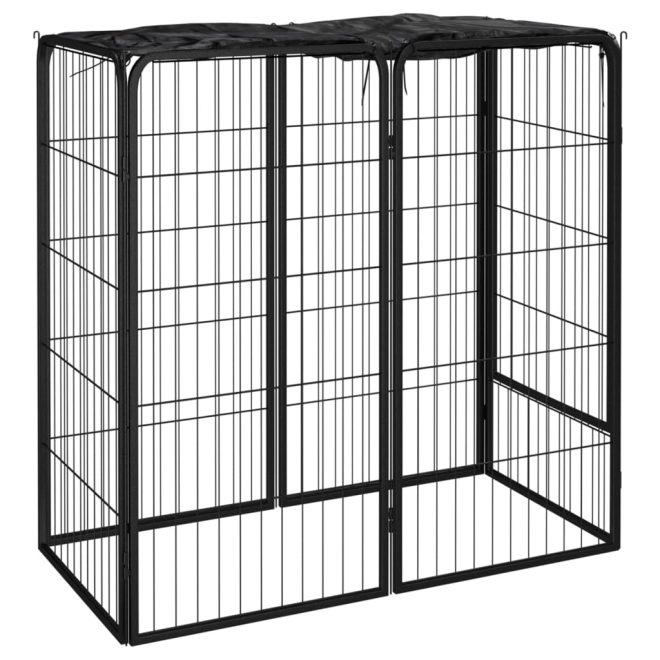 Dog Playpen Black Powder-coated Steel – 100x50x100 cm