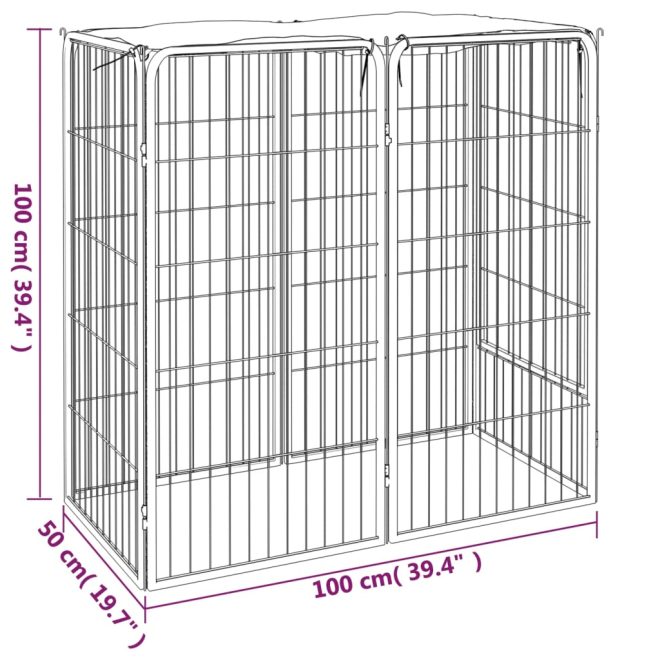 Dog Playpen Black Powder-coated Steel – 100x50x100 cm