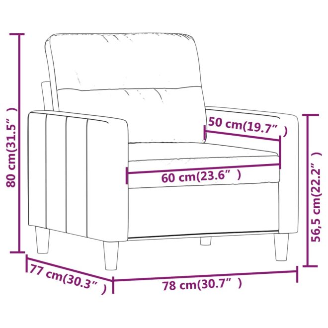 Vermilion Sofa Chair Fabric – 78x77x80 cm, Light Grey