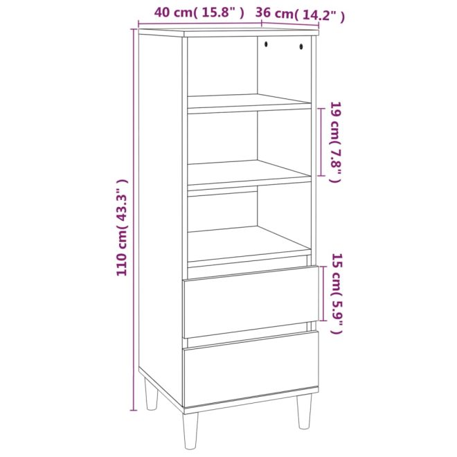 Highboard 40x36x110 cm Engineered Wood – White