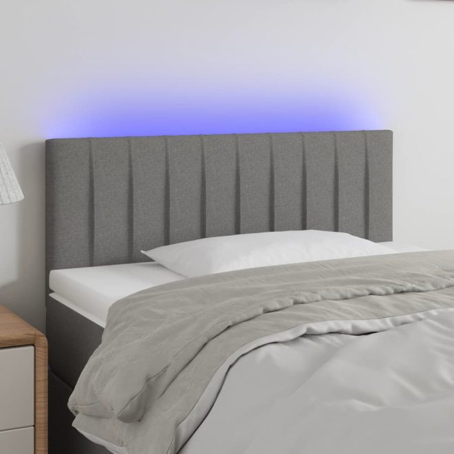 LED Headboard Dark Grey Fabric – 100x5x78/88 cm