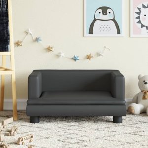 Kids Sofa Black 60x40x30 cm Faux Leather