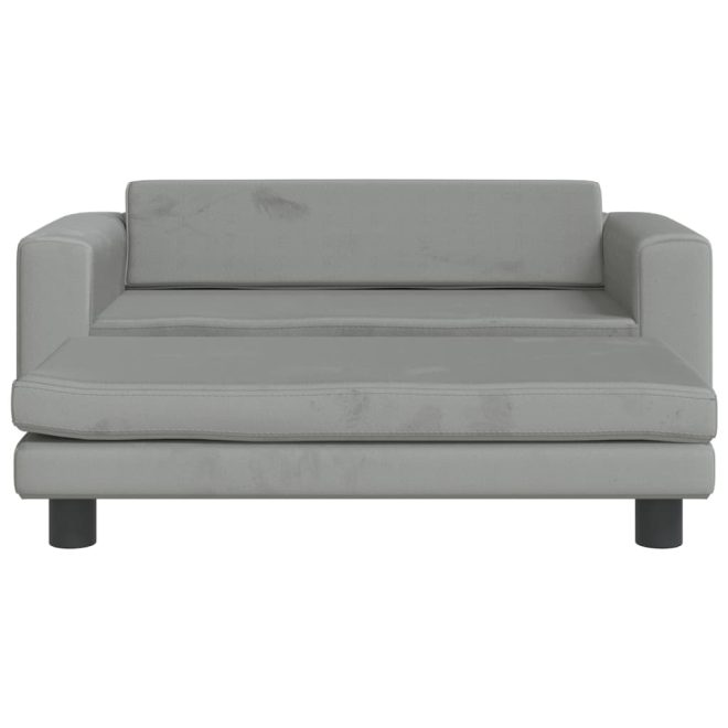 Kids Sofa with Footstool Light Grey 100x50x30 cm Velvet