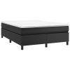 Box Spring Bed with Mattress Black Faux Leather – DOUBLE