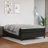 Box Spring Bed with Mattress Black Faux Leather – DOUBLE