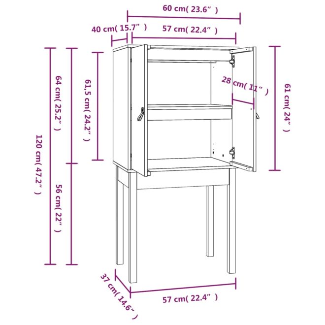 Highboard 60x40x120 cm Solid Wood Pine