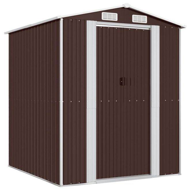 Garden Shed Dark Brown Galvanised Steel – 192x191x223 cm