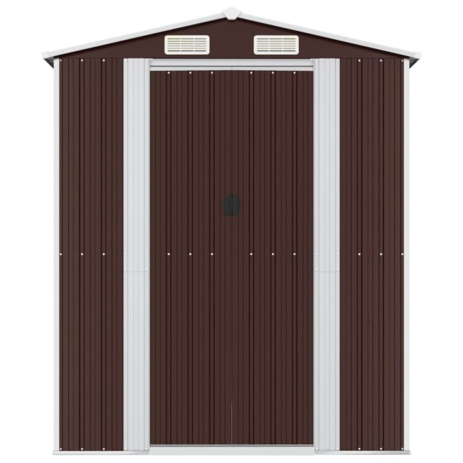 Garden Shed Dark Brown Galvanised Steel – 192x191x223 cm