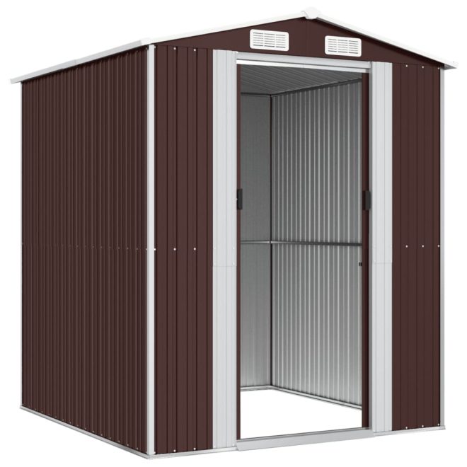 Garden Shed Dark Brown Galvanised Steel – 192x191x223 cm