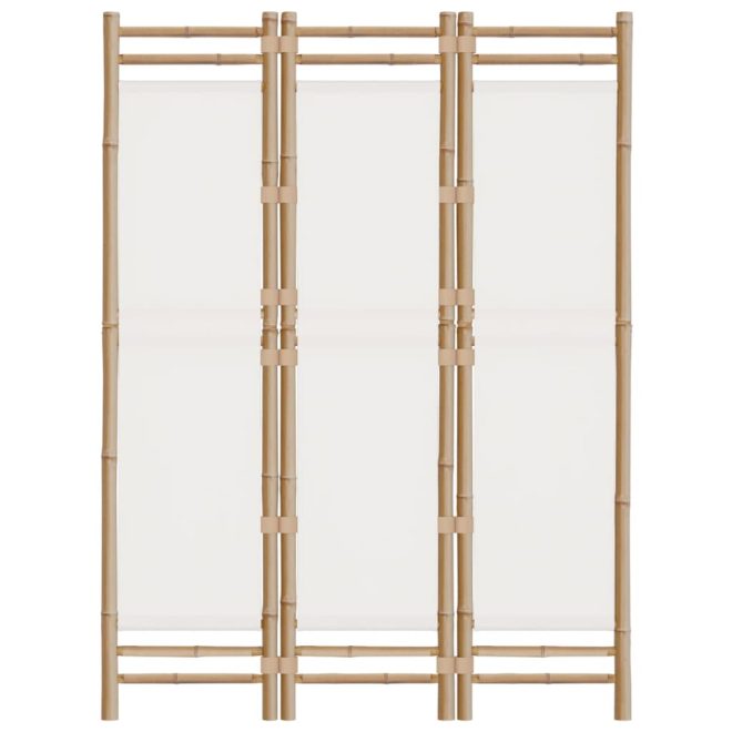 Cumbernauld Folding Room Divider Bamboo and Canvas – 120×180 cm, Cream White