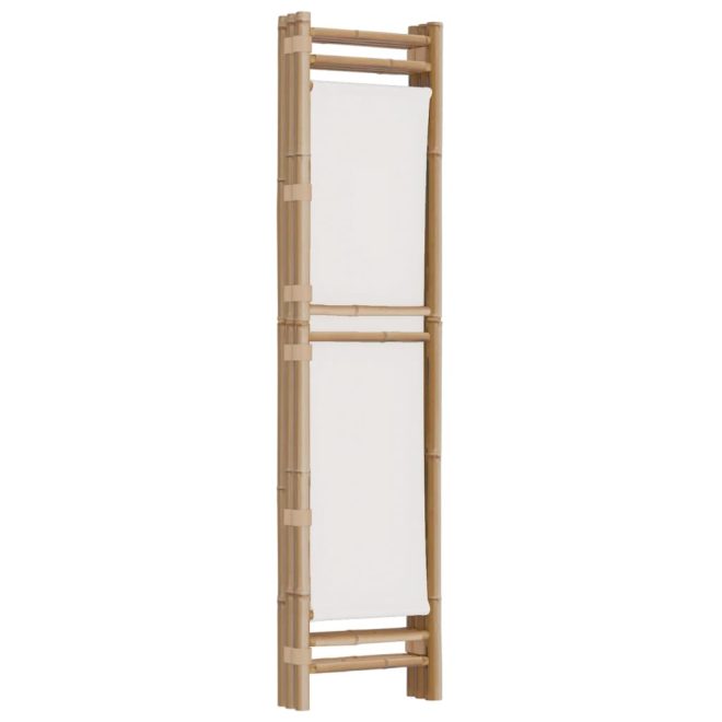 Cumbernauld Folding Room Divider Bamboo and Canvas – 120×180 cm, Cream White