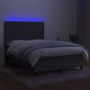 Box Spring Bed with Mattress&LED Dark Grey Fabric – DOUBLE, Plain Design