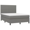 Box Spring Bed with Mattress&LED Dark Grey Fabric – DOUBLE, Plain Design