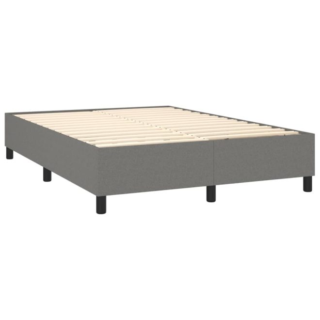 Box Spring Bed with Mattress&LED Dark Grey Fabric – DOUBLE, Plain Design