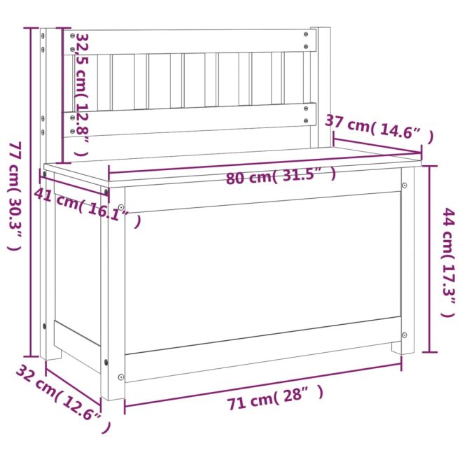 Bench Solid Wood Pine – 80x41x77 cm, Brown