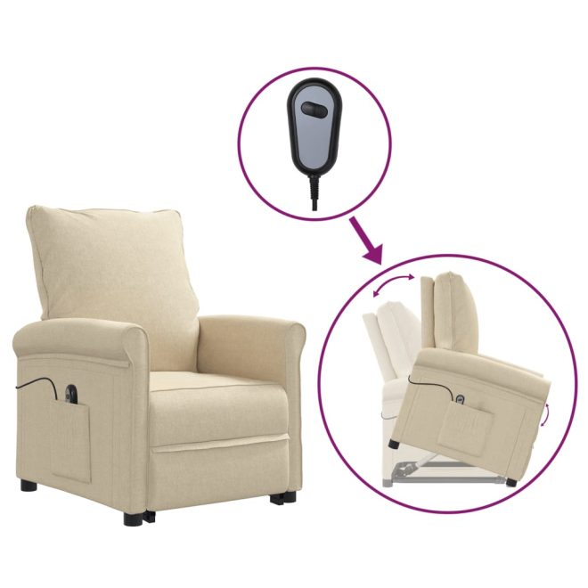 Stand up Recliner Chair Cream Fabric