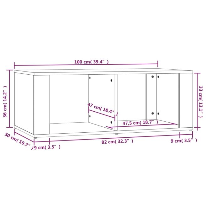 Coffee Table 100x50x36 cm Engineered Wood – White