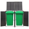 Double Wheelie Bin Shed 140x80x117 cm Poly Rattan – Black