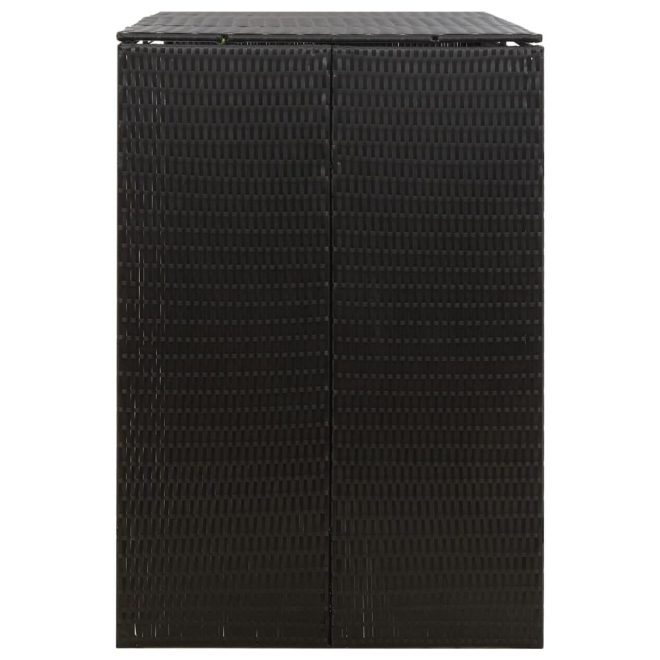 Double Wheelie Bin Shed 140x80x117 cm Poly Rattan – Black