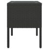 Side Table 53x37x48 cm Poly Rattan and Tempered Glass – Black