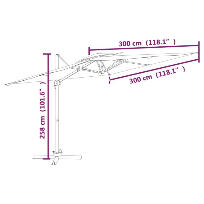 Double Top Cantilever Umbrella Anthracite 300×300 cm