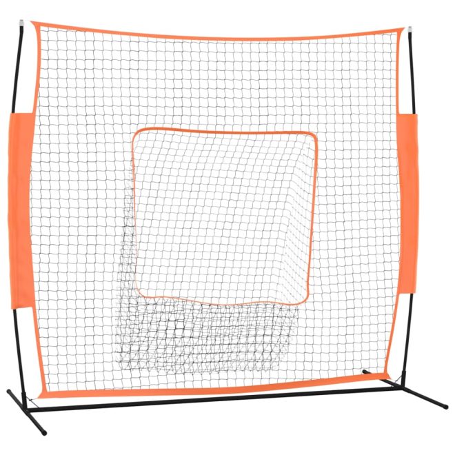 Portable Baseball Net Red and Black 219x107x212 cm Steel and Polyester