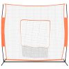 Portable Baseball Net Red and Black 219x107x212 cm Steel and Polyester