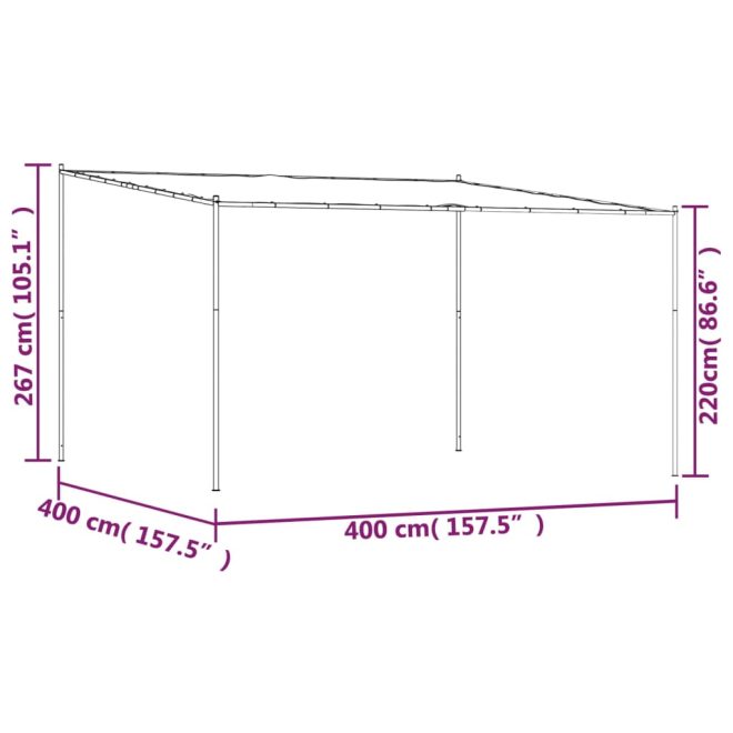 Gazebo 4×4 m 180 g/m² Fabric and Steel – Anthracite