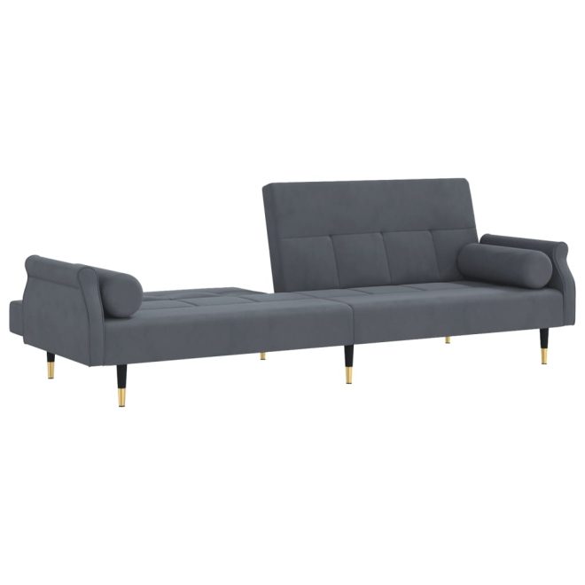 Sofa Bed with Cushions Velvet – Dark Grey