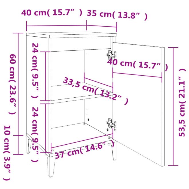 Bedside Cabinet 40x35x70 cm Engineered Wood – White, 1