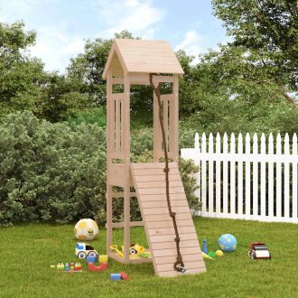 Playhouse with Climbing Wall Solid Wood