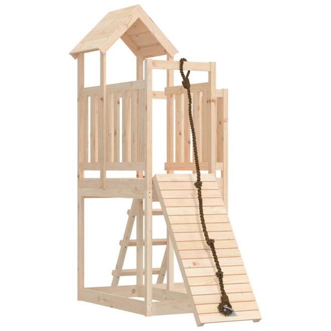 Playhouse with Climbing Wall Solid Wood – Solid Pinewood